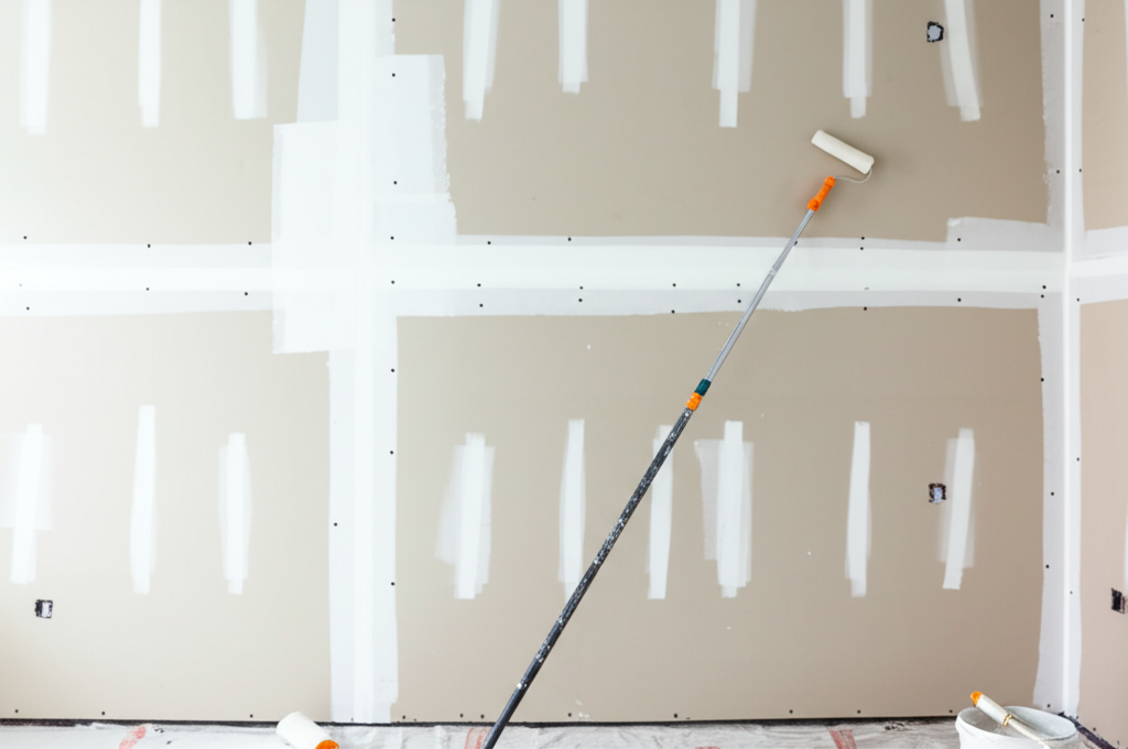 Painting Services - Worker painting finished drywall